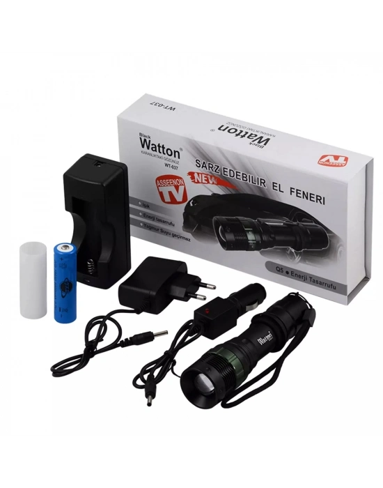 Şarjlı Zoomlu Acil Durum Feneri Wt-037