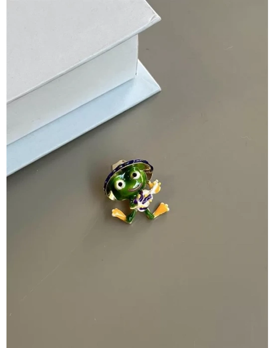Şarkıcı Kurbağa Broş - Yeşil