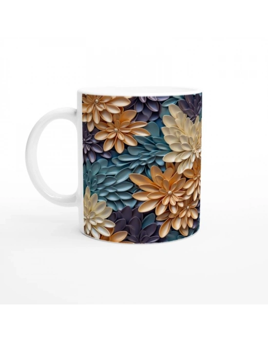 Saten Parıltılı Bahar Çiçekli Kupa Bardak