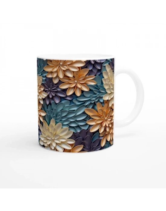 Saten Parıltılı Bahar Çiçekli Kupa Bardak