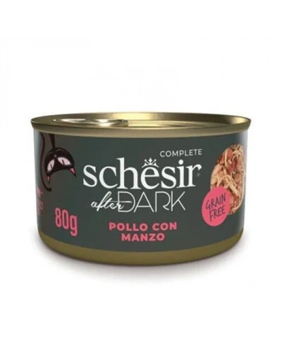 Schesir After Dark Et Suyu içinde Tavuklu ve Sığır Etli Yetişkin Kedi Konservesi 1 Adet 80 Gr