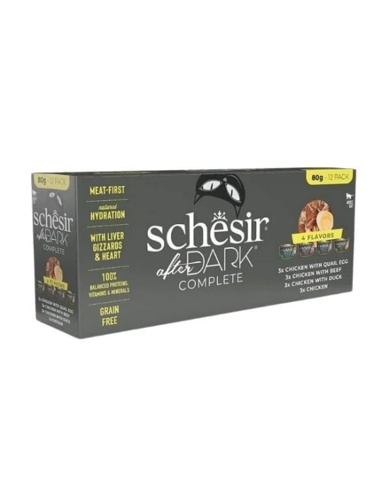 Schesir After Dark Et Suyunda Karışık Lezzetler Yetişkin Konserve Kedi Maması 1 Adet 12x80 Gr