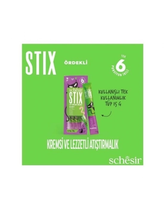 Schesir Cat Stick Ördekli Sıvı Kedi Ödül Maması 1 Adet 6x15 Gr