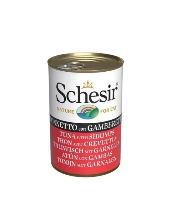 Schesir Jöle İçinde Ton Balık ve Karidesli Yetişkin Konserve Kedi Maması 1 Adet 140 Gr