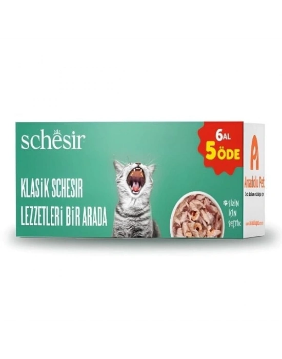 Schesir Klasik Lezzetler Yetişkin Konserve Kedi Maması 1 Adet 6x480 Gr