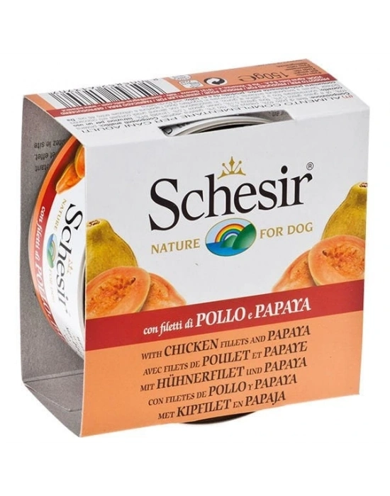 Schesir Tavuk ve Papaya Konserve Köpek Maması 1 Adet 150 Gr