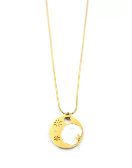 Sedef Çiçek Kolye - Altın