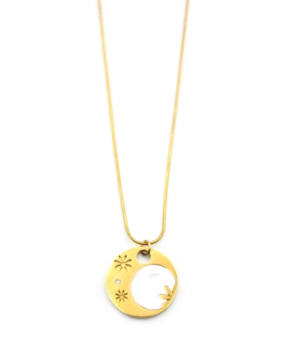 Sedef Çiçek Kolye - Altın