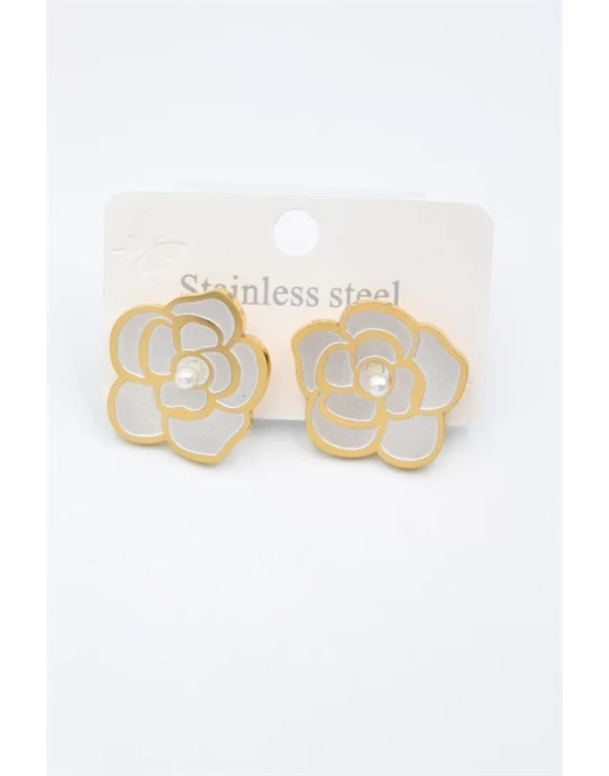 Sedef Çiçek Küpe - Altın