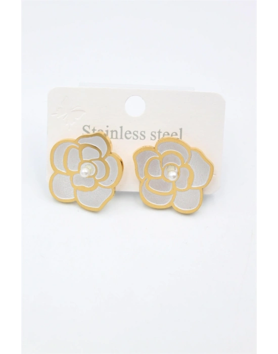 Sedef Çiçek Küpe - Altın