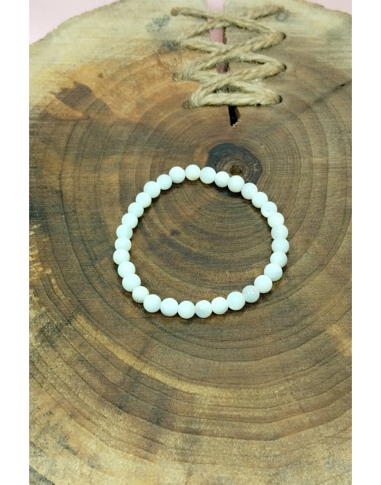 Sedef Doğal Taş Bileklik Kutulu