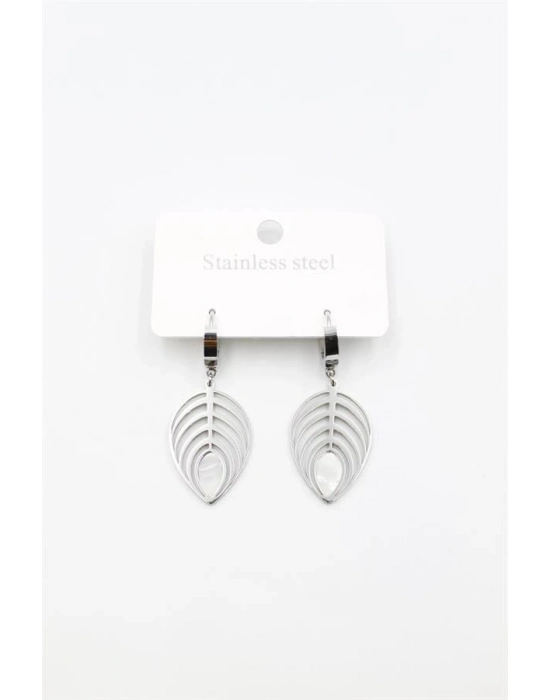 Sedef Yaprak Küpe - Gümüş