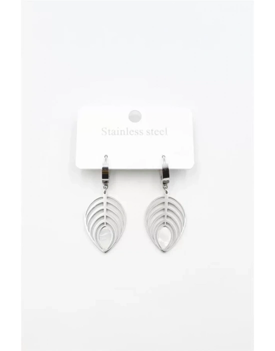 Sedef Yaprak Küpe - Gümüş