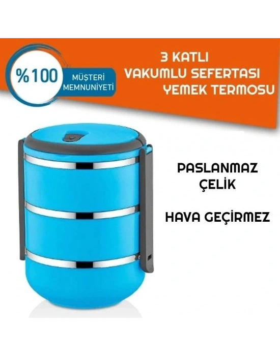 Sefer Tası Yemek Termosu Saklama Kabı Termosu 3lü - Çelik