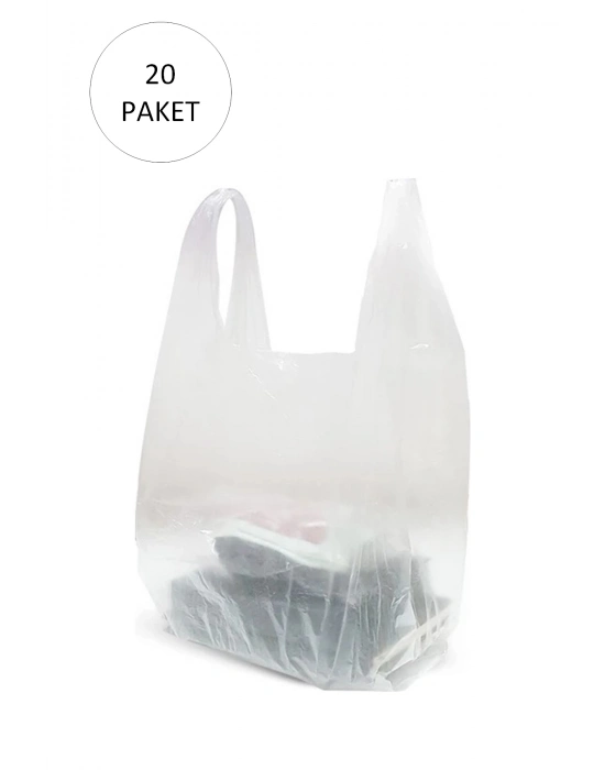 Şeffaf Atlet Poşet Küçük Boy 24x43 cm 20 Paket Takriben 6.000 Adet