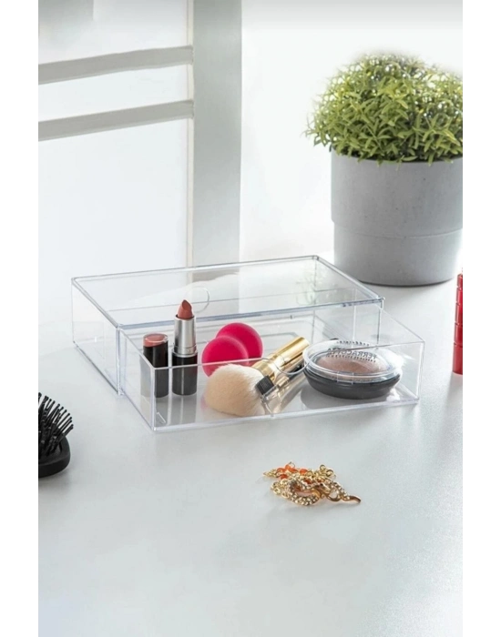 Şeffaf Çekmece Makyaj Takı Organizeri Düzenleyici 10×18×4 cm