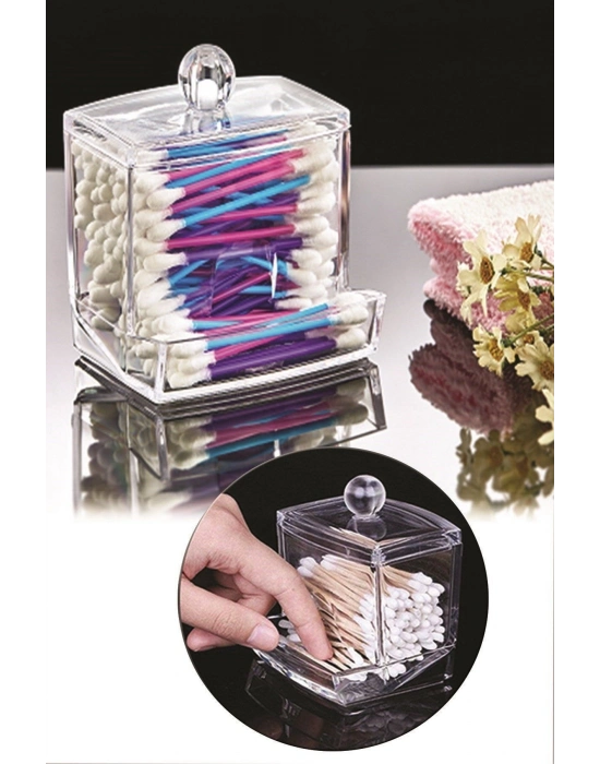 ®  Şeffaf Kapaklı Kulak Temizleme Çubuğu Organizatörü Saklama Kutusu