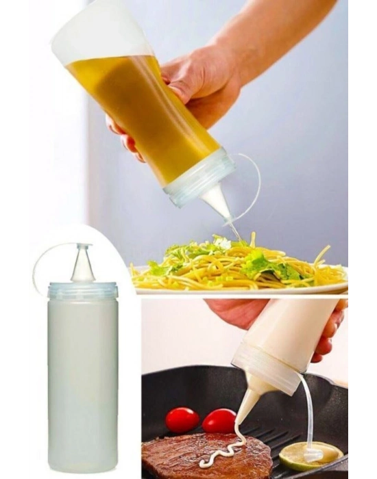 ®  Şeffaf Kapaklı Sızdırmaz Yağlık Sosluk Şişesi Plastik Yağdanlık 400 ml AP-9028