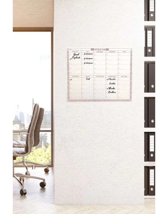 ®  Şeffaf Kendiliğinden Yapışkanlı Kalemli Haftalık Planlayıcı 40cm-50cm