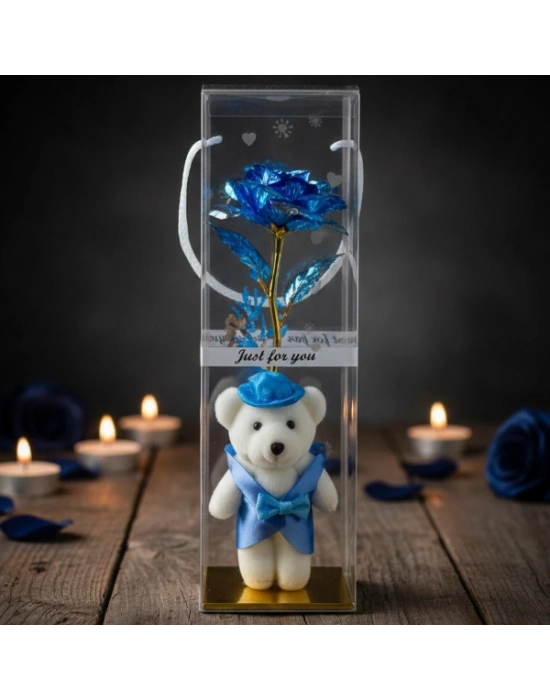 Şeffaf Kutulu Ayıcıklı Sonsuzluk Gülü