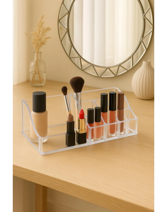 Şeffaf Piramit Makyaj Organizeri Düzenleyici 9×17×6 cm