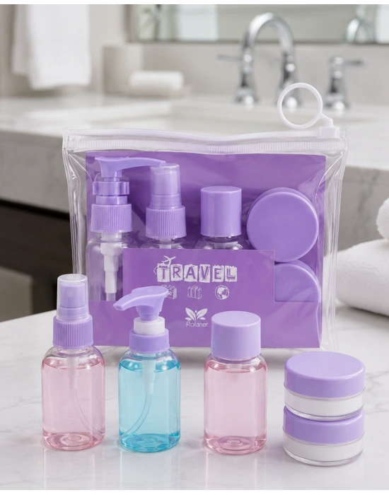Şeffaf Seyahat Dolum Şişesi Seti 5 Parça Kozmetik Organizer