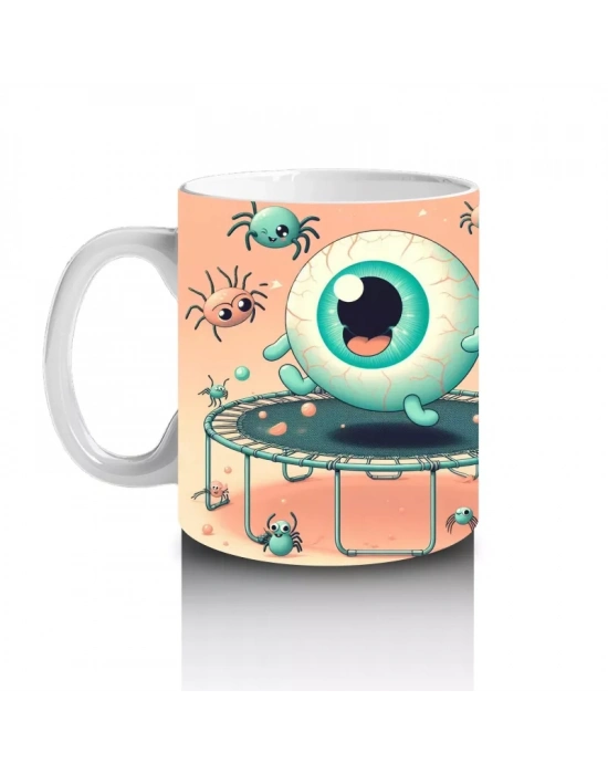 Şeker Kaplı Göz Küresi Figürleriyle Eğlenceli Cadılar Bayramı Baskılı Kupa Bardak