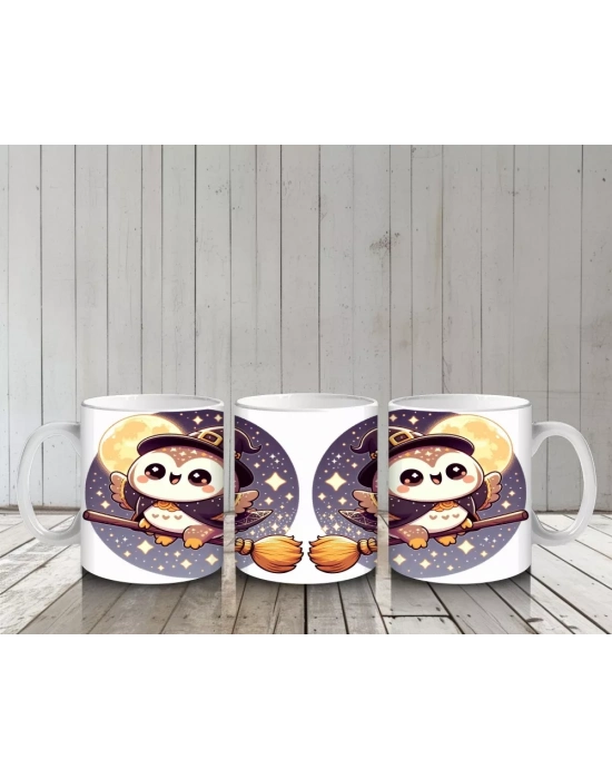 Şeker Sepetli Sevimli Hayalet Figürlü Çocuklara Özel Cadılar Bayramı Baskılı Kupa Bardak