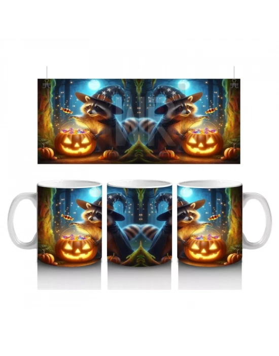 Şeker Temalı Renkli Canavar Figürleriyle Eğlenceli Cadılar Bayramı Baskılı Kupa