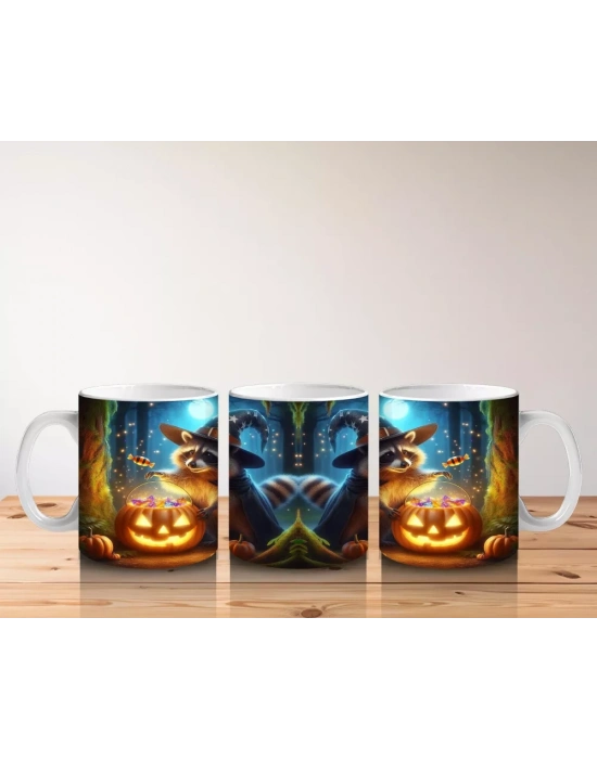 Şeker Temalı Renkli Canavar Figürleriyle Eğlenceli Cadılar Bayramı Baskılı Kupa