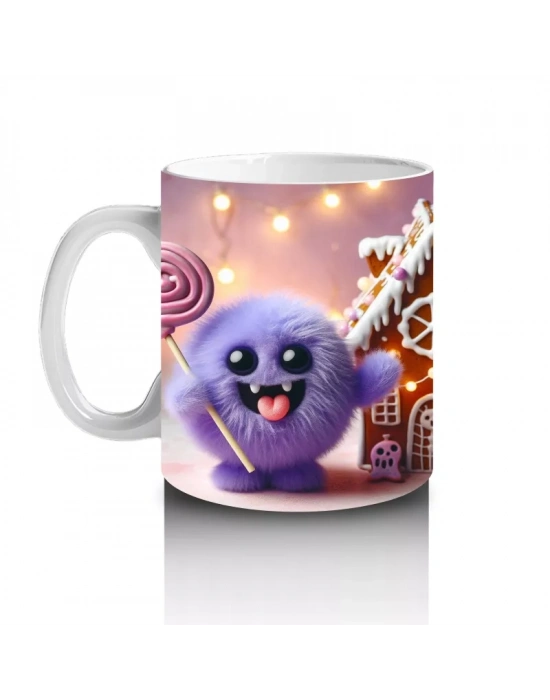 Şekerlemelerle Süslenmiş Perili Kurabiye Ev Figürlü Cadılar Bayramı Baskılı Kupa Bardak