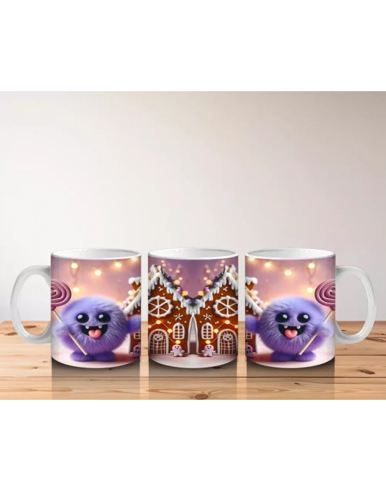 Şekerlemelerle Süslenmiş Perili Kurabiye Ev Figürlü Cadılar Bayramı Baskılı Kupa Bardak