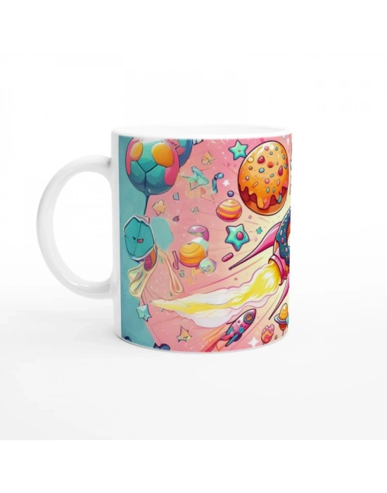 Şekerli Uzay Macerası Temalı Çocuklara Özel Baskılı Kupa Bardak