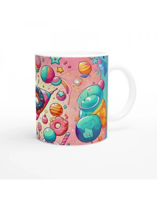 Şekerli Uzay Macerası Temalı Çocuklara Özel Baskılı Kupa Bardak