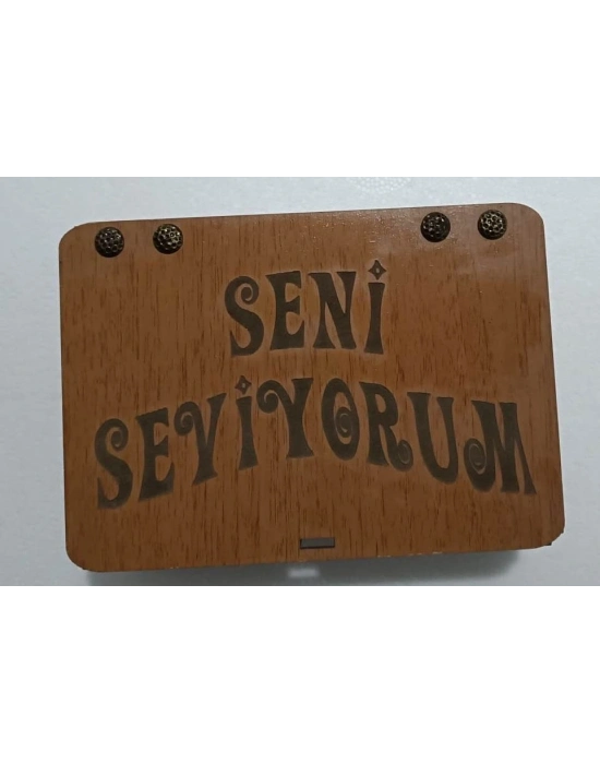 Seni Seviyorum Ahşap Hediye Kutusu Sevgiliye Hediye