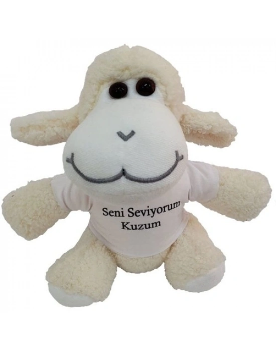 Seni Seviyorum Kuzum Tişörtlü Peluş Kuzu