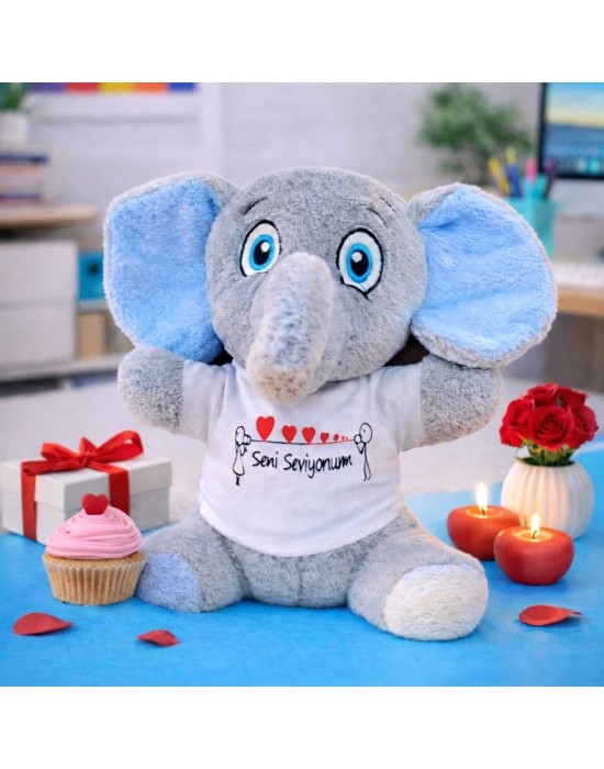 Seni Seviyorum Tişörtlü Peluş Fil