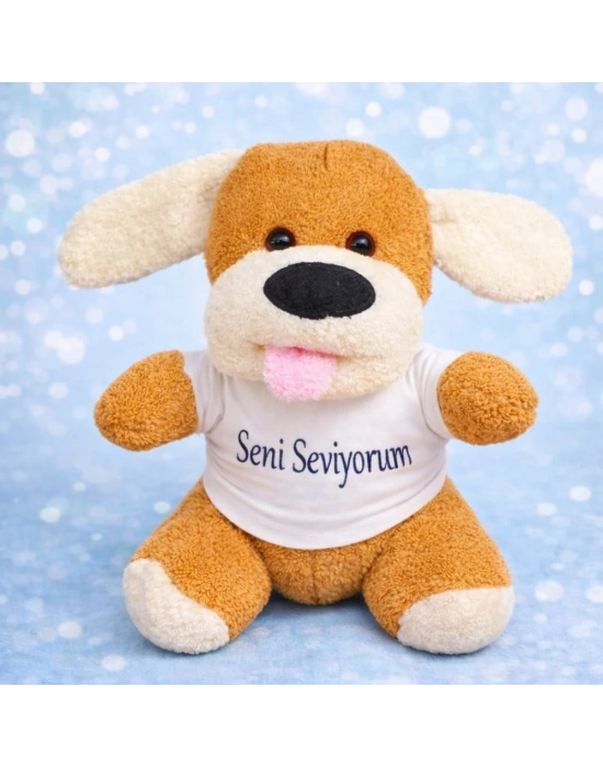 Seni Seviyorum Tişörtlü Sevimli Peluş Köpek