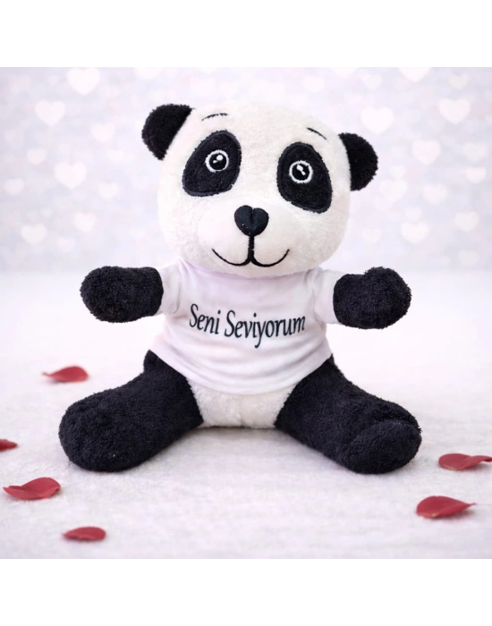 Seni Seviyorum Tişörtlü Sevimli Peluş Panda