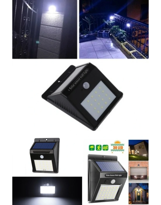 Sensörlü Solar Duvar Lambası 20 Ledli