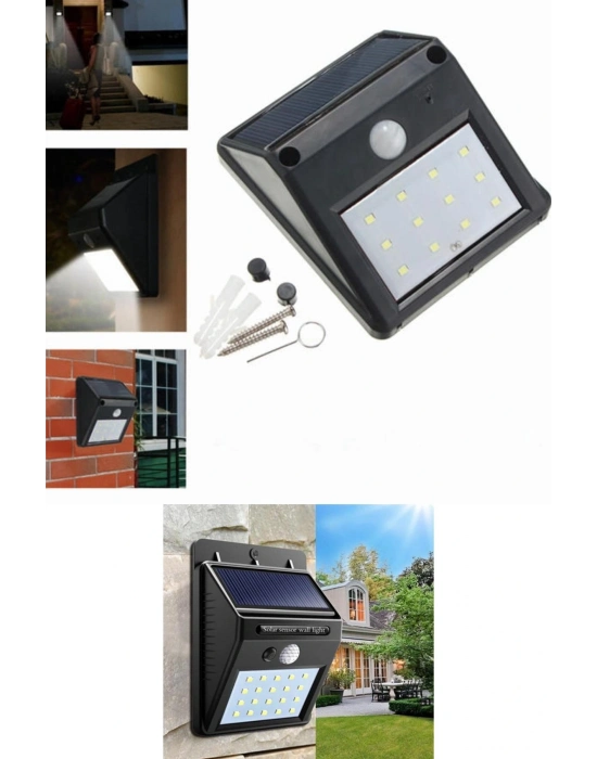 Sensörlü Solar Duvar Lambası 20 Ledli
