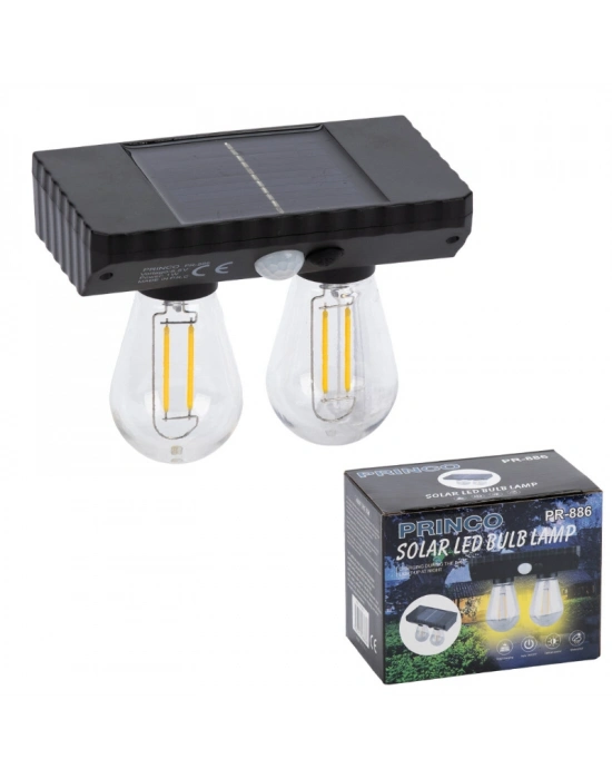 Sensörlü Solar İkili LED Ampul Lamba - Çift Başlıklı - Güneş Enerjili Aydınlatma