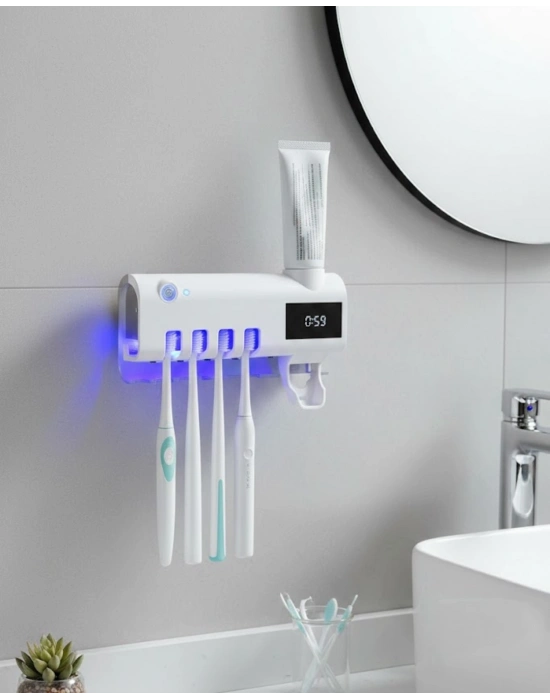 ® Sensörlü UV Sterilize Diş Fırçası Tutucu ve Macun Sıkma Aparatı