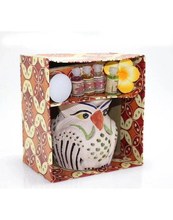 Seramik Baykuşlu Buhurdanlık Seti No:02