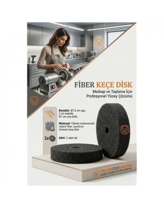 Sert Fiber Keçe Disk 75mm (2 Adet) Matkap Ucu Pas Sökücü Parlatma Taşı 723237