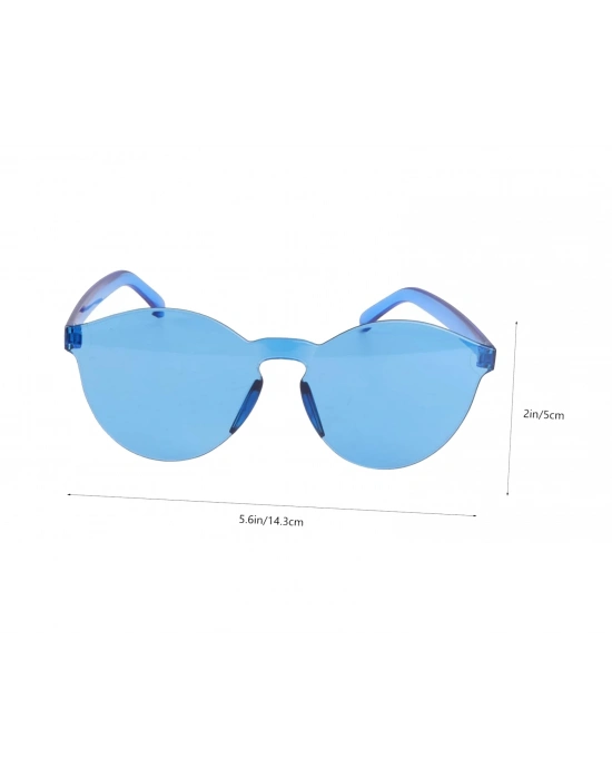 Sert Mika Oval Şekilli Çerçevesiz Mavi Gözlük Retro Parti 5x14 Cm