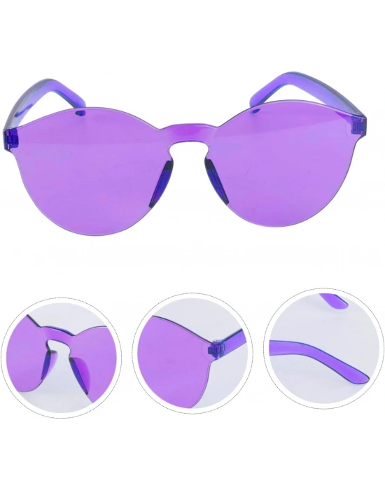Sert Mika Oval Şekilli Çerçevesiz Mor Gözlük Retro Parti 5x14 Cm