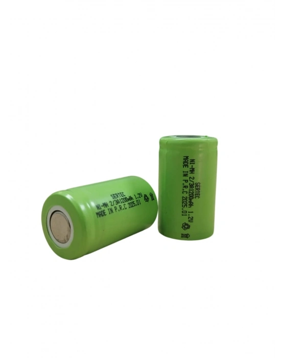 Sertec - 1.2v 1200 Mah - 2/3a - Ni-mh Şarjlı Pil - (başsız / Flat Head)