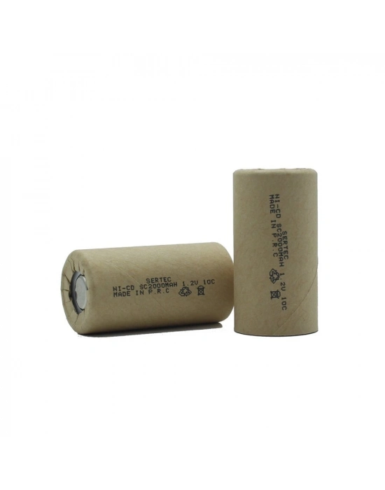 Sertec 1.2v Ni-cd Sc 2000 Mah Kağıt Şarjlı Pil 10c (başsız/flat Head)
