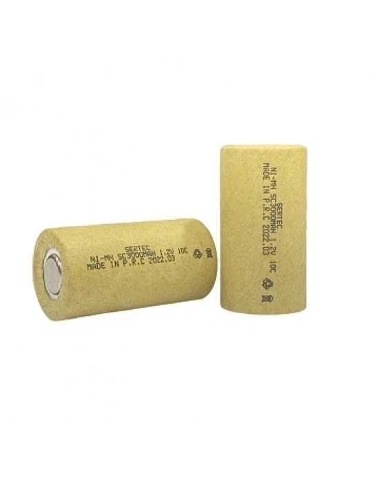 Sertec 1.2v Ni-mh Sc 3000 Mah. Kağıtlı Şarjlı Pil 10c (başsız/flat Head)
